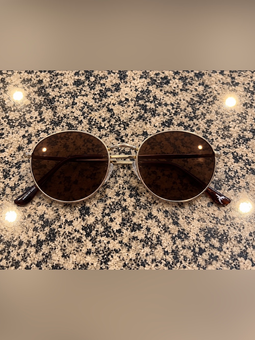 American Eagle Outfitters Round Sunglasses in Brown and Gold